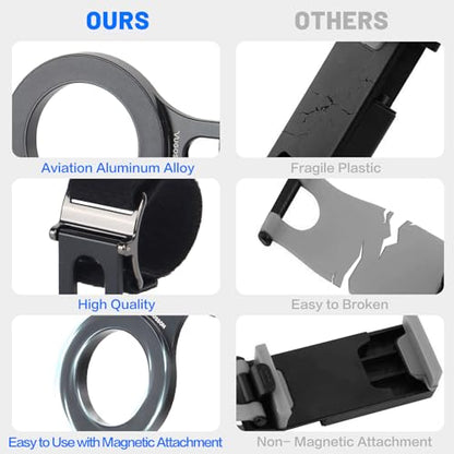 Magnetic Phone Holder for Car, Steering Wheel Phone Holder [Strong Magnet], for MagSafe, Adjustable Strap Compatible with Gym Equipment, Stroller, Shopping Cart, All Phone(Magnetic Ring Included)