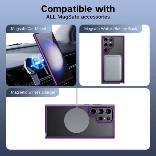 ANNGELAS for Samsung Galaxy S23 Ultra Mag Safe Case,Slim Shockproof Protective Cover with Magnetic,Frosted Hard Back Soft Silicone TPU Bumper Phone Case Compatible Galaxy S23 Ultra 6.8inch,Purple - color: Matte Purple