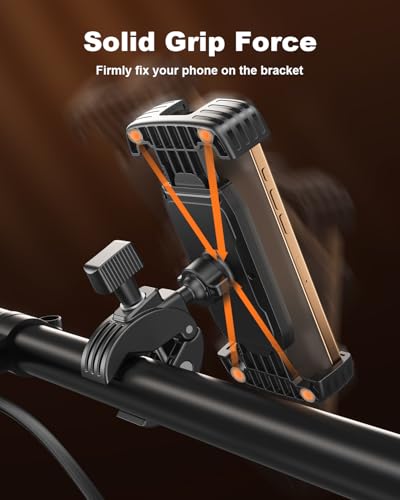 SUPERONE Motorcycle Bike Phone Mount, Bicycle Handlebar Phone Holder Clamp - color: Black