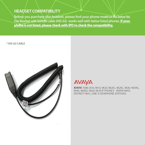 IPD IPH-210 Office Phone Headset Wired QD to RJ9 Monaural - color: 210-DG-FOAM