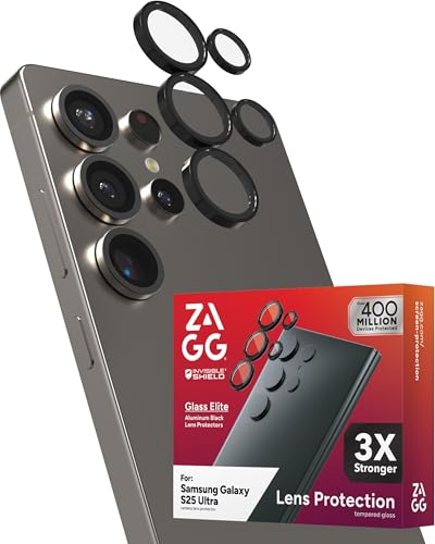 ZAGG Glass Elite Anti-Reflective Samsung Galaxy S25 Ultra Camera Lens Protector – Anti-Glare Technology, Maximum Impact & Scratch Resistance, Smudge-Free Surface, Recycled Materials - color: Black, size: Samsung Galaxy S25 Ultra