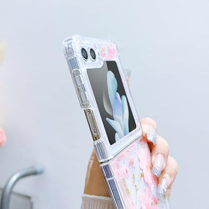 Compatible with Samsung Galaxy Z Flip 6 Case/Flip 7 FE Case Flower | Clear Dried Pressed Flowers Women Girls Soft TPU Shockproof Phone Cover - color: TPU/Flower Light Pink, size: Samsung Galaxy Flip 6/Flip 7 FE