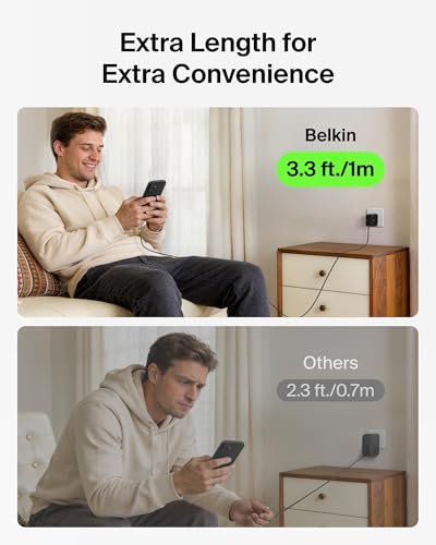 Belkin 67W GaN USB C Retractable Charger Block Fast Charging for Travel - color: Black, style: 67W