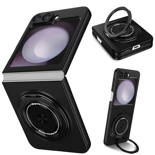 Magnetic Case for Samsung Galaxy Z Flip 6, [Compatible with MagSafe] Military Grade Shockproof Slim fit Samsung Z Flip 6 Phone Case with Magnetic Ring Kickstand, Black - color: Black, size: Samsung Galaxy Z Flip 6
