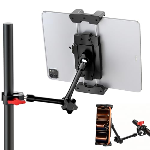 Portable Tablet Stand for Desk, 360° Adjustable iPad Holder for Bed, Metal Desk Clamp with Sturdy Aluminum Tablet Arm Mount for 4.7"-13.5" Kindle,iPad Pro/Air/Mini, iPhone,for Kitchen,Work,Video Call