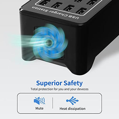 20-Port Desktop USB Charging Station - 100W Multi-Function Smart Charger for Smartphones, Tablets and More Devices - size: 20-port