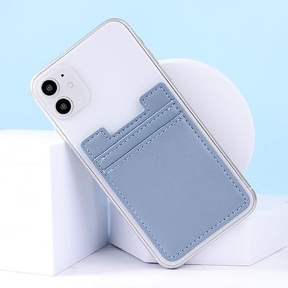 Phone Card Holder for Back of Phone Case,2Pack Phone Wallet Stick On Leather,Sticky Adhesive Credit Card Pocket RFID iPhone and Android-Blue - color: Blue,Blue