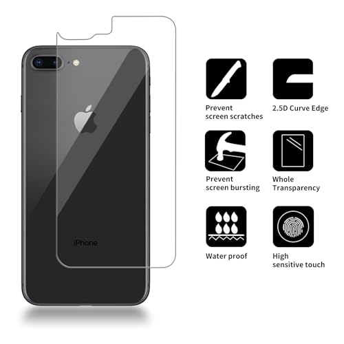 3 Pack Glass Back Screen Protector for iPhone 8 plus / 7 Plus 5.5" - size: iPhone 8 plus / 7 Plus