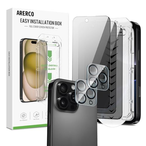 3 Pack for iPhone 16 Pro Privacy Screen Protector +2 Lens Cover - size: iPhone 16 Pro (6.3 inch)