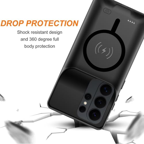 Battery Case for Galaxy S26 Ultra,Upgraded 12000mAh High Capacity Rechargeable Portable Protective Extended Charger Case Wireless Charging Compatible with s26 ultra (6.9 inch) Charging Case & Carplay - size: Galaxy S26 Ultra