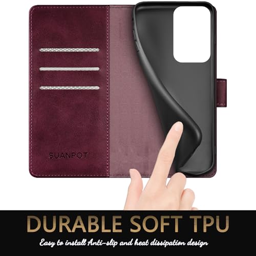 SUANPOT for Motorola Moto G Power 5G 2024 6.7" Wallet case with RFID Blocking Credit Card Holder,Flip Book PU Leather Protective Cover Women Men for Power 5G 2024 Phone case Wine Red - color: Wine Red