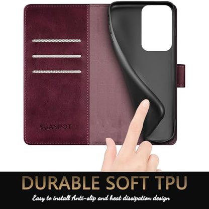 SUANPOT for Motorola Moto G Power 5G 2024 6.7" Wallet case with RFID Blocking Credit Card Holder,Flip Book PU Leather Protective Cover Women Men for Power 5G 2024 Phone case Wine Red - color: Wine Red