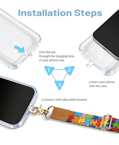 Yonlevres Phone Lanyard Crossbody Strap Wrist Neck Adjustable Women Autism - color: Autism Puzzle