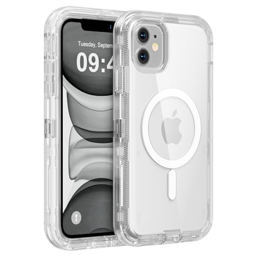 Follaroma for iPhone 11 Case, Compatible with MagSafe, Heavy Duty Shockproof Protection Phone Cases, Anti-Drop, Dual Layer Transparent Magnetic Phone Case for iPhone 11, 6.1", Clear - color: Clear, size: iPhone 11 6.1''