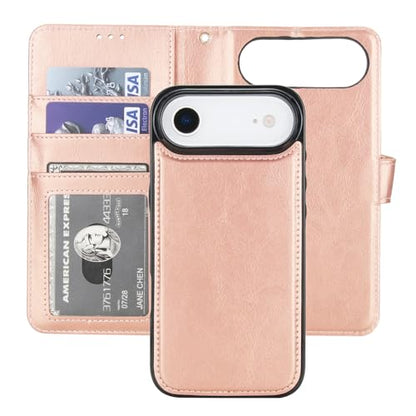 Bocasal Detachable Wallet Case Card Holder for iPhone 17 Air, Rose Gold - color: Rose Gold