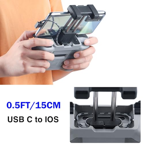 0.5FT USB C to IOS Remote Controller Cable for DJI Mini 4 Pro, DJI Mavic 3, Mini 2, mini 3 Pro, Air 2S, Mavic Air 2, DjI RC-N1/RC 2, DJi Drone to Phone/Tablet Cable 90 Degree OTG data Cord Accessories - size: 0.5FT(6in), style: USB C to IOS