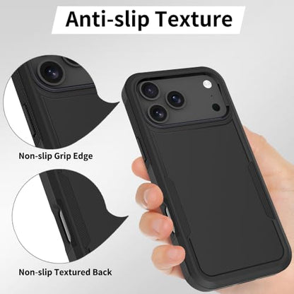 Heavy‑Duty Rugged Anti‑Drop Shockproof Protective Phone Case for iPhone 17 Pro Max, Durable Protective Shell, Black - color: Black, size: iPhone 17 Pro Max