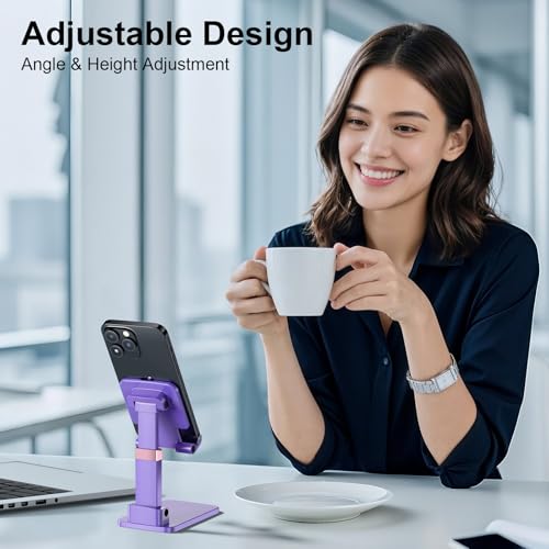 Cell Phone Stand Cute Mobile Holder For iPhone Desk Office Accessories - color: 10-Black&Purple