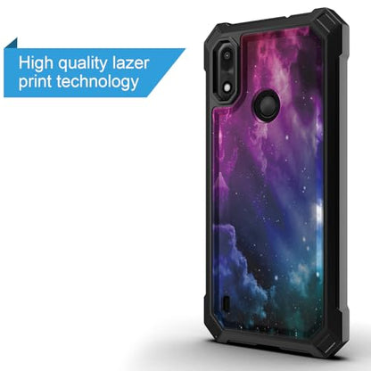 for Gabb Phone 4 Case/Gabb Phone 4 Cover w/[Tempered Glass Screen Protector] Dual Layer Shockproof [Military-Grade][Full-Body] Protective Cover for Women Man Boy Girl Blue Star Galaxy Black - color: BLD IN GALAXY STAR