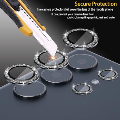 Camera Lens Protector for Samsung Galaxy S25 Ultra, Glitter Black - color: Glitter Black