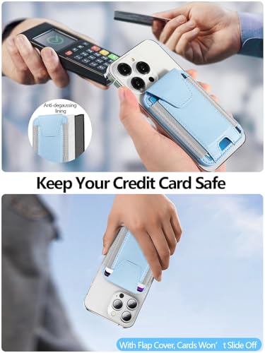 Miroddi for MagSafe Wallet with Privacy Flap, Strongest Magnetic Wallet | 7 Cards Holder, RFID Blocking, Leather Magnetic Phone Wallet for iPhone 17/16/15/14/13/12 Series and Pixel 10 Series - color: White Ice
