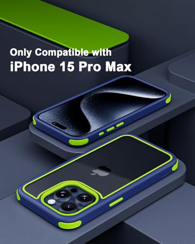 Mobnano Compatible with iPhone 15 Pro Max Case, with Multicolor Protective Shockproof Bumpers, Crystal Clear Back Not Yellowing Anti-Scratch Hard PC Back & Soft Silicone TPU Frame Cover - Blue/Green - color: Blue/Green, size: iPhone 15 Pro Max