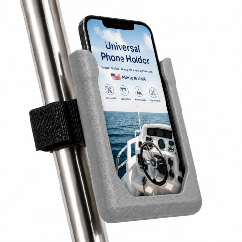 Chatelet Universal Strap-On Phone Holder Mount | Attaches to Boat Rails, Golf Carts, Strollers, Wheelchairs, Bikes, Scooters & Fitness Equipment | Phone Cradle with Secure Straps | Made in USA (Gray) - color: Gray