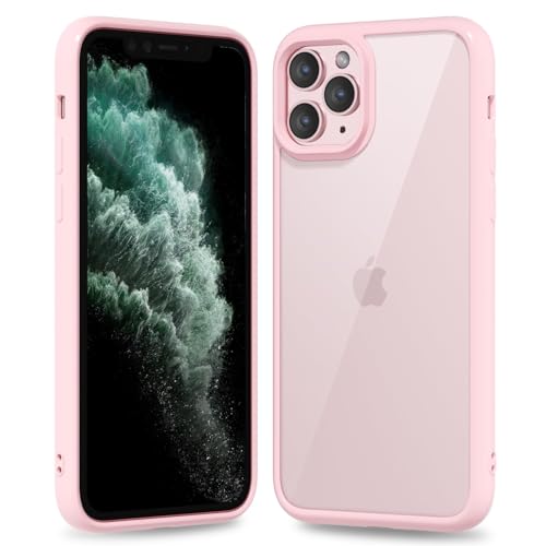 oakxco Thin Slim Clear case for iPhone 11 Pro Max, Transparent Hybrid Hard Shell Plastic & Soft Silicone Rubber Bumper, Non-Yellow Acrylic Protective Lightweight Cover for Women, Light Pink - color: Light Pink, size: 11 Pro Max