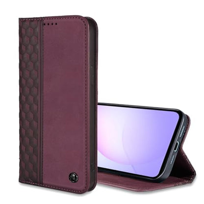 Wallet Case for Samsung Galaxy A07/A06 5G 6.7 inch 2025/2024 - PU Leather Flip Cover with Card Holder Slots, Strong Magnetic Folio Phone Case, Wine Red - color: Wine Red, size: Samsung Galaxy A07/A06 6.7"
