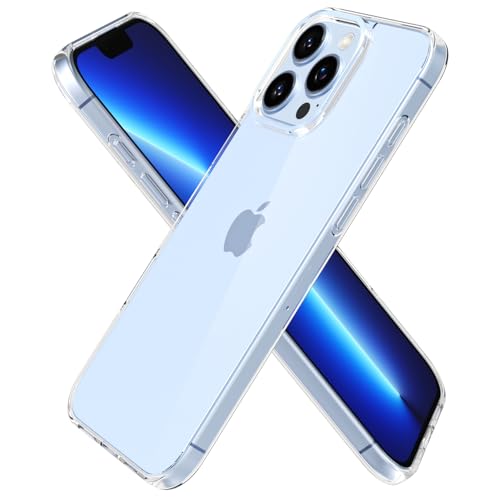 oakxco Clear Phone Case for iPhone 13 Pro Max Case, Thin Slim Transparent Hard Plastic Back & Soft Silicone Bumper, Cute Non Yellowing Hybrid Matte TPU Frame Protective Cover for Women, Crystal Clear - color: Clear, size: 13 Pro Max