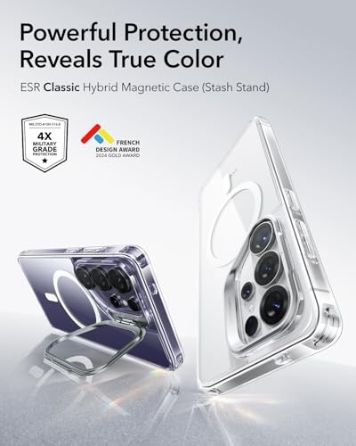 ESR for Samsung Galaxy S26 Ultra Case with Stash Stand, Compatible with MagSafe, Military-Grade Protection, Magnetic Case for Samsung Galaxy S26 Ultra, Scratch-Resistant Back Cover, Clear - color: Clear