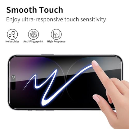 3 Pack Privacy Screen Protector for iPhone 14 Pro with 3 Pack Camera Lens Protector, 9H Hardness Double Shatterproof Anti-Spy Tempered Glass Film, Easy Installation - size: iPhone 14 Pro