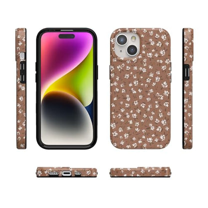 Casely iPhone 15 Plus Case | Mocha Meadow | Tiny Flowers | Compatible with MagSafe | Classic Ultra Slim Design - color: Mocha Meadow | Tiny Flowers