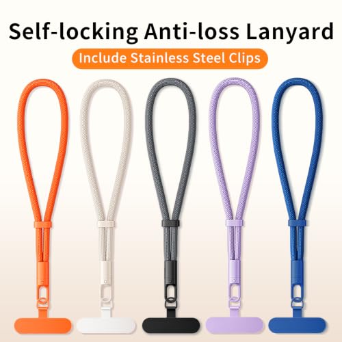 saxsion Lanyard for Phone, Self-Locking Phone Wrist Strap with 0.4mm Ultra-Thin Clip & 360° Hook, Anti-Drop and anti theft phone Strap (Gray) - color: Gray