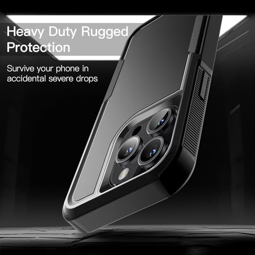 JETech Rugged Case for iPhone 15 Pro Max, Black | Dual-Layer Protection, Heavy-Duty Shockproof Design, Matte Finish