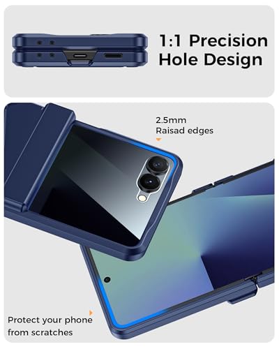 GooseBox for Samsung Galaxy Z Flip 7 Case,Built-in Privacy Screen Protector&Hinge Protection Shockproof All-Inclusive Smartphone Cover for Samsung Galaxy Z Flip 7(Blue) - color: Flip7-Blue FKP
