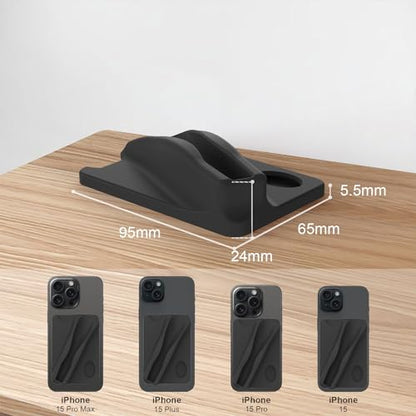 DOB SECHS Large Silicone Lip Holder with Card Holder Compatible with Summer Fridays, Tower 28, Laneige Lipstick Lip Glaze Phone Case Back Stick On Holder for iPhone and Android Smartphones, Black - color: Black, size: Large