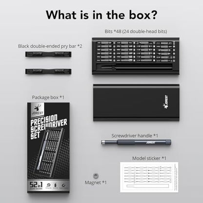 JOREST 52-IN-1 Precision Screwdriver Set, Mini Repair Tool Kit with Torx for Macbook, Computer, Laptop, iPhone, PS5, Xbox, Switch, Glasses, Watch, Ring Doorbell, Electronic, Small Gift Gadget for Men - size: 52 in 1