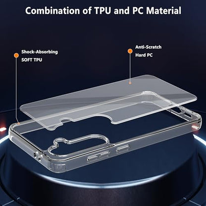 Anoowkoa Designed for Samsung Galaxy S26+ Case + 2 Pack Galaxy S26 Plus Tempered Glass Screen Protector.[Military Grade Protection] Slim Transparent Anti-Scratch - Clear - color: Samsung Galaxy S26+