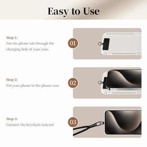 Dadanism Phone Tether Tab 2 Pack, Ultra-Thin Stainless Steel Lanyard Patch - color: Black, style: Style B - 2 Pack