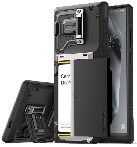 VRS DESIGN Damda Glide DuoGuard for Samsung Galaxy S24 Ultra Phone Case (2024), Premium Sturdy Fully Covered Camera Lens Protection Cover Card Holder Wallet Case (Matte Black) - color: Matte Black, size: Galaxy S24 Ultra