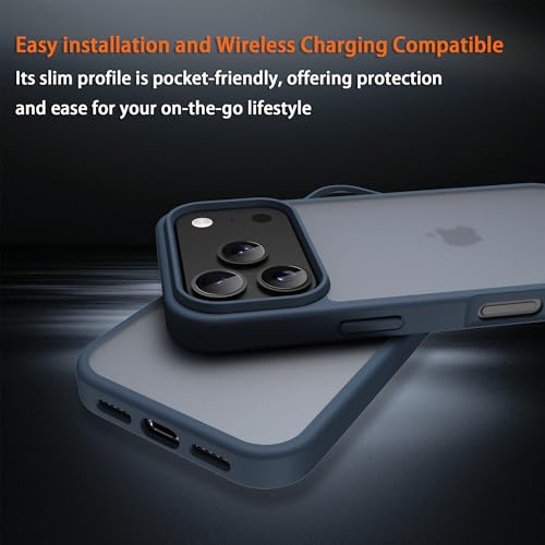 for iPhone 17 pro max Case Translucent Matte Phone Cover, [10 FT Military Grade Drop Protection] Slim Durable Shockproof Protective Bumper (Dark Blue, iPhone 17 pro max) - color: Dark Blue, size: iPhone 17 Pro Max