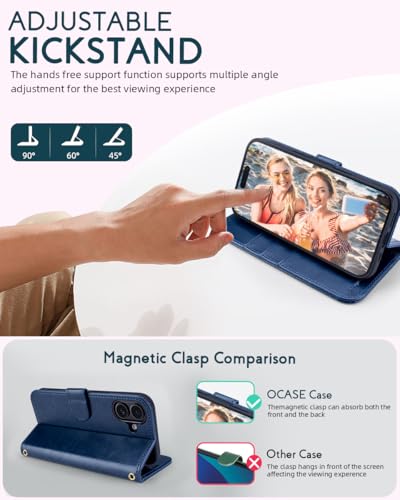 OCASE for iPhone 16 Wallet Case, PU Leather Crossbody Phone Case with Removable Shoulder Strap, Kickstand, RFID Blocking Card Slots, Flip Folio Phone Cover 6.1 Inch 2024, Blue - color: Blue, size: iPhone 16