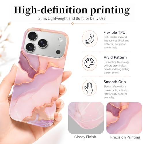 Case Compatible with iPhone 17 Pro Max, 2025 Anti-Yellow Ultra Transparent Soft TPU Phone Case, Shockproof Anti-Slip Slim Lightweight Full Coverage Protective (Marble Pattern 3) - color: Marble pattern 3