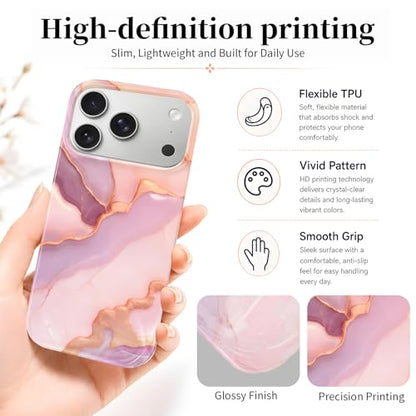 Case Compatible with iPhone 17 Pro Max, 2025 Anti-Yellow Ultra Transparent Soft TPU Phone Case, Shockproof Anti-Slip Slim Lightweight Full Coverage Protective (Marble Pattern 3) - color: Marble pattern 3