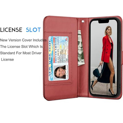Tekcoo Wallet Case Compatible with iPhone 16E 2025 (6.1 inch) Luxury ID Cash Credit Card Slots Holder [Detachable Magnetic Hard Case] Carrying Pouch Folio Flip PU Leather Cover [Wine Red] - color: Wine Red, size: 16E 2025