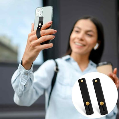 2 Pcs Phone Hand Holder Portable Phone Case Strap, Phones Finger Holder Phone-Loops for Back of Phones Suitable Most Models(Black)
