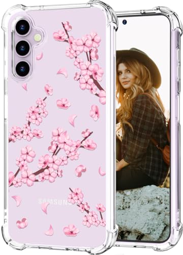 Hungo for Samsung Galaxy S23 Case (Clear Cherry Blossom) | Thin Slim Cute Girly Skin Cases Protector with Airbag Bumper For Women Girls - color: Clear Cherry Blossom, size: Galaxy S23
