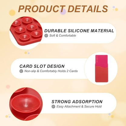 uxcell 2 Pack Suction Phone Card Holder, Silicone Suction Cup Phone Grip Card Holder Mount with Card Slot for Cellphone, Wine Red - color: Wine Red
