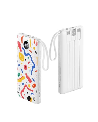 VRURC Portable Charger, Built-in Cables Power Bank 10000mAh - color: White